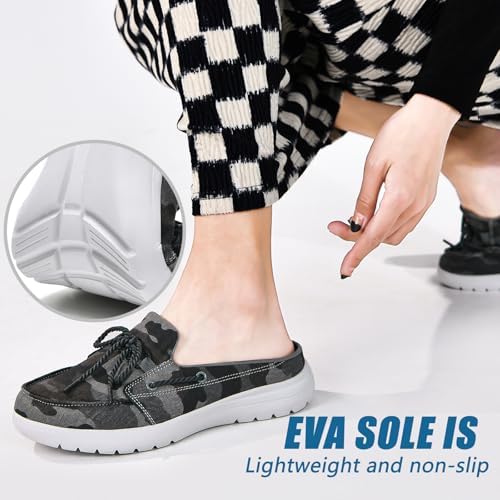 Buyrew Mules for Women with Arch Support - Lightweight Washed Cotton Sneaker Mules - Breathable Walking Flats, Comfortable Slip On Shoes for Business Casual, Office, Travel - Image 4
