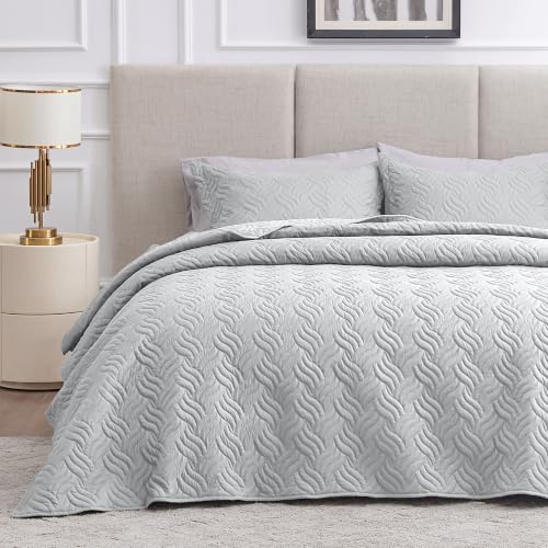Love's cabin California King Quilt, Soft Bedspread Comforter, Light Grey by Lovescabin