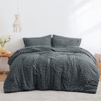 Seersucker Charcoal Grey Full Comforter Set, 7-Piece Bed in a Bag - Image 2