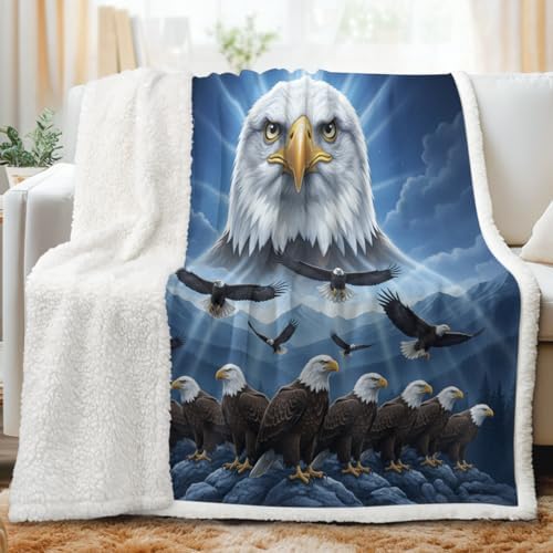 Sleepwish Eagle Blanket Sherpa Throw, Motivational Patriotic Decor for Men Office, Leadership Animal Design Cozy Fleece Blanket 50x60 Inches for Couch Bed by Sleepwish