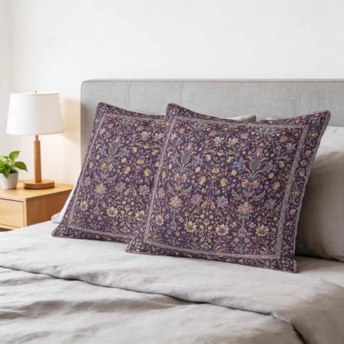 24x24 Pillow Covers Set of 2, Vintage Purple Floral Boho Square Throw Pillow Covers for Couch/Sofa/Living Room, Retro Ethnic Tribe Abstract Art Decorative Soft Pillowcases for Couch Throw Pillows - Image 6