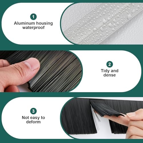 Door Sweep Brush Aluminum, 1.5 x 36 Inch, Silver, 2 Set - Image 3