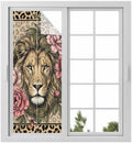 Window Privacy Film Frosted, Lion Print Static Cling Door Window Covering, Vintage Peony Flower Chic Wild Animals Texture UV Blocking Windows Film for Office, Hotel, Bedroom, 29.5 x 78.7 Inches by Unknown