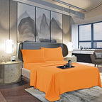 Mocassi Cali King Sheet Set - Luxury Hotel 1800 Premier Bedding Sheets & Pillowcases - Ultra Soft Breathable & Cooling Bed Sheets - Deep Pocket - Wrinkle Resistant - 4 Piece - Cali King, Orange - Image 3