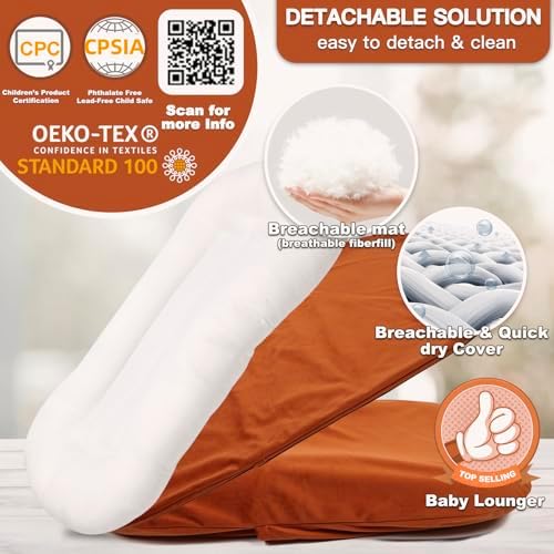 Baby Lounger Newborn 0-24 Months, Home and Travel Infant Cushion-Orange - Image 2