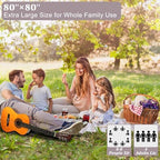 HX&OD Outdoor Picnic Blanket, Extra Large, 80''x80'' Waterproof Foldable Blankets Gingham Picnic Mat for Beach, Camping Grass Lawn Park Accessories Cute Couple Ideas Wedding (Light Brown, 80”x80”) - Image 3