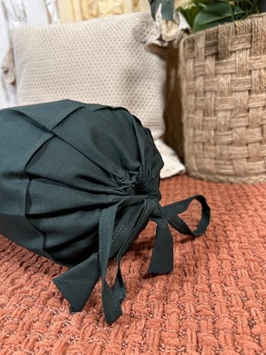 2 Pcs Cervical Neck Roll Pillow Cover with Drawstring Closures Round Neck Roll Pillow Case Cotton Bolster Pillowcases for Cylindrical Cushion (Bottle Green, 6X 24 inch (15x 60 cm)) - Image 2