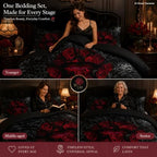 CCoutueChen Gothic Black Rose Bedding Set Full Size, Red Sexy Lip Comforter Set for Girls Women, 3 Pieces Soft Fluffy Microfiber with 2 Pillowcases, 79"x90" - Image 5