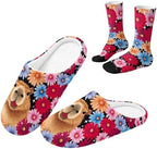 Womens Fuzzy Slipper with Socks Warm Cozy House Slipper and Socks Set Plush Winter Shoes for Indoor by Baxinh