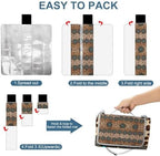 Outdoor Family Beach Picnic Blanket Rustic Brown Teal Western Country Tooled Leather Pattern Waterproof Large Picnic Mat Foldable Sandproof Camping Blanket - Image 3