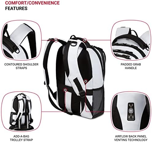 SWISSGEAR Cecil 18-Inch Laptop Backpack Fits 16-Inch Laptop, Travel Daypack with Organizer Pockets, Water Bottle Holders & Padded Straps – White - Image 2