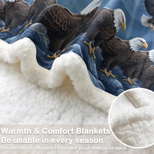 Sleepwish Eagle Blanket Sherpa Throw, Motivational Patriotic Decor for Men Office, Leadership Animal Design Cozy Fleece Blanket 50x60 Inches for Couch Bed - Image 5