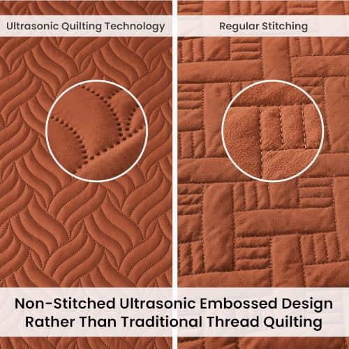 Love's cabin Oversized King Quilt Set, Soft Bedspread Comforter, Umber - Image 3