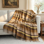 Pure Wool Plaid Throw Blanket,Super Soft Lightweight Home Decorative Throw by FleeSoft