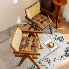 vctops 2 Pack Boho Paisley Chair Cushions with Ties Patchwork U-Shaped Soft Cozy Cotton Linen Chair Pads Non Slip Seat Cushions for Indoor Dining Room and Kitchen Chairs (Tan,18"x18") - Image 3
