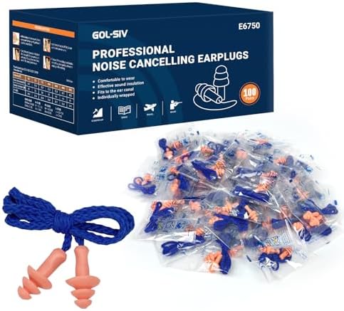 Silicone Corded Ear Plugs, 100 Pairs, SNR 32dB, Orange by GOL-SIV