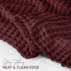 Utopia Bedding 100% Cotton Waffle Blanket Twin Size Burgundy, 90x72 Inch - Image 4