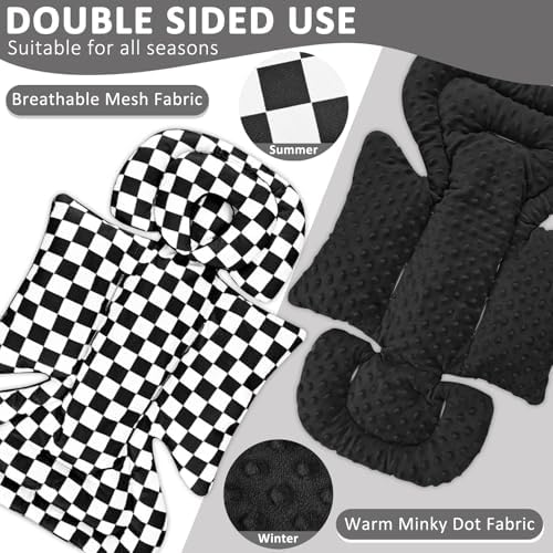 DILIMI Infant Car Seat Insert, Baby Car Seat Head Support with Removable Headrest, Adjustable Newborn Car Seat Cushion with3 Strap Paddings for Stroller, Swing, Bouncers, Black Lattice - Image 3