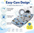 Toddler Nap Mat with Pillow & Blanket for Daycare, Extra Large Kids Nap Mat for Preschool Kindergarten, Roll-Up Sleeping Mat for Boys, Easy Carry Travel Camping Slumber Bag - Image 5