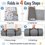 Toddler Nap Mat with Pillow & Blanket for Daycare, Extra Large Kids Nap Mat for Preschool Kindergarten, Roll-Up Sleeping Mat for Boys, Easy Carry Travel Camping Slumber Bag - Image 5