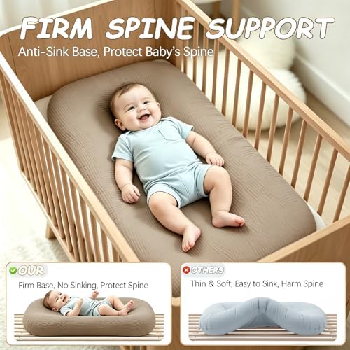 Infant Support Cushion, Extra Large Muslin Baby Lounger for Newborn 0-24M - Image 4