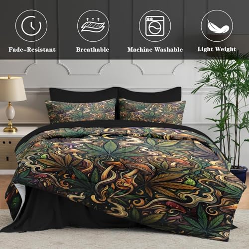 WeCozy Twin Comforter Set with Sheets, 5 Pieces Mushroom Herb Bedding - Image 5