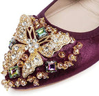 VYKF Womens Ballet Flats Foldable Rhinestone Pointed Toe Wedding Shoes Comfortable Slip on Flat Shoe - Image 4