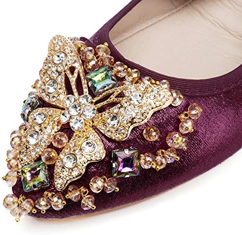 VYKF Womens Ballet Flats Foldable Rhinestone Pointed Toe Wedding Shoes Comfortable Slip on Flat Shoe - Image 4