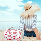 MNSRUU Picnic Blanket Waterproof Foldable, Dotted Heart Large Outdoor Picnic Beach Camping Blanket Travel Mat, Shoulder Strap Tote, Rectangle 57x59in - Image 5