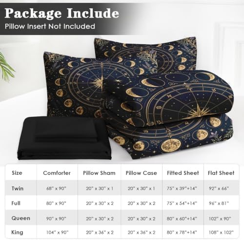 WeCozy Full Comforter Set with Sheets, 7 Pieces Celestial Astrology Bedding - Image 6
