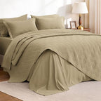 Love's cabin King Size Quilts Bedspreads, 7 Pieces Bed in a Bag, Camel by Lovescabin