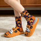 Jeiento Women's Fuzzy Slippers and Sock Set Warm Cozy Memory Foam House Shoes Soft Slip-on Slides Spa Slippers for Hotel - Image 2