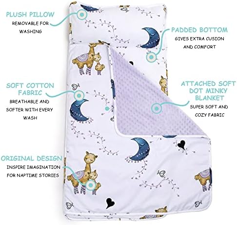 JumpOff Jo Nap Mat for Kids - Cozy Kids Rest Mat with Removable Pillow and Ultra Soft Blanket for Preschool, Daycare, and Sleepovers - Llama & Mama - Image 2