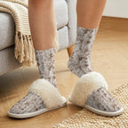 Fuzzy Slippers for Women Washable Cotton Slippers with Crew Socks - Image 4