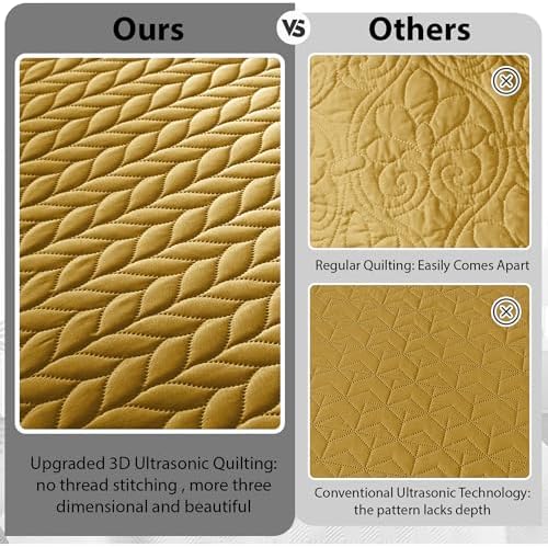 IR Imperial Rooms California King Quilt Bedspread Ochre Leaf 8-Pack - Image 5