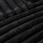 Exclusivo Mezcla Striped King Size Fleece Blanket for Bed, Black - Image 4
