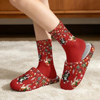 Jeiento Winter Fuzzy Slipper and Crew Socks for Women,Adult Slip-on Close Toe House Slipper,Flat Comfort home Slides - Image 2
