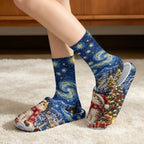 Jeiento Women's Fuzzy Slippers and Sock Set Warm Cozy Memory Foam House Shoes Soft Slip-on Slides Spa Slippers for Hotel - Image 2