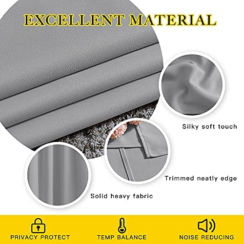NICETOWN Blackout Silver Grey Doorway Curtains - Solid Thermal Insulated Grommet Room Darkening Privacy Window Drapes Sound Dampening for Bedroom/Living Room (W46 x L80, 2 Panels) - Image 4