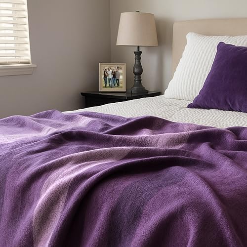 LATITUDE ZERO, Alpaca Wool Throw Blanket | Warm, Ultra-Soft, Breathable, Non-Itchy Blanket-Throw | Hypoallergenic and Beautiful Fabric (Purple) - Image 3