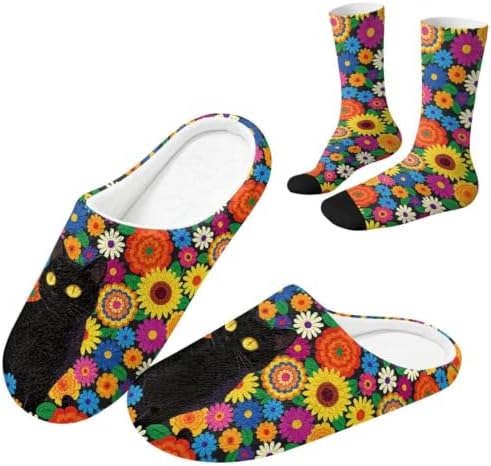 Fuzzy Slipper and Socks Set for Women Silent Sole Fuzzy Slipper by Baxinh
