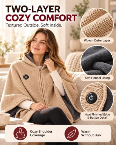 Heated Shawl Wraps for Women Portable USB wearable Heated Blanket - Image 3
