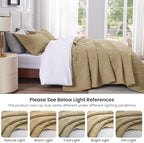 Love's cabin Oversized King Quilt Set, Soft Bedspread Comforter, Camel - Image 5