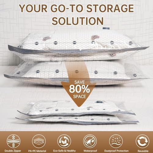 Travel Vacuum Bags for Clothing with Rechargeable Electric Pump - Portable Space Saver Bags for Travel & Home - Vacuum Compression Packing Seal for Clothes, Blankets, Seasonal Storage 12 Combo Set - Image 5