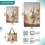 Camp Blanket Water-Resistant Camping Blanket Packable 80"X118" for Kids Picnic Items, Horse White - Image 3