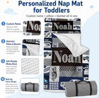 Personalized Toddler Nap Mat with Pillow and Blanket, Monogram Nap Mats for Preschool Daycare, Custom Thickened Large 55”x22.5” Sleeping Bag for Kids, Rollup Sleeping Mat for Boys Girls Gift - Image 2