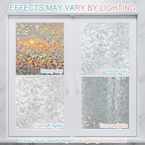 Window Privacy Film Static Cling, Burnt Orange Gray Decorative Stained Glass Window Film for French Doors/Wide Windows, Geometric Modern Industrial Abstract Art 35.4 x 78.7 Inches - Image 2