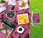 MNSRUU Picnic Blanket Waterproof Foldable, Gothic Bat Moon Castle Large Outdoor Picnic Beach Camping Blanket Travel Mat, Shoulder Strap Tote, Rectangle 57x59in - Image 4