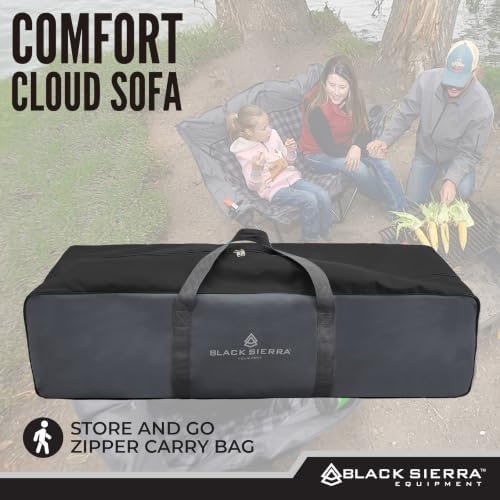 Black Sierra Double Loveseat Comfort Camping Couch, Oversized Folding Chair for Adults, 600‑lb Capacity, Plush Padded Heavy Duty Outdoor Seat with Cup Holders & Carry Bag for Beach, RV - Image 7