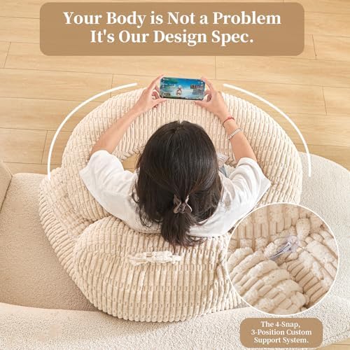 17" Reading Pillow for Bed,U Shaped Arm & Elbow Support,White Corduroy - Image 4